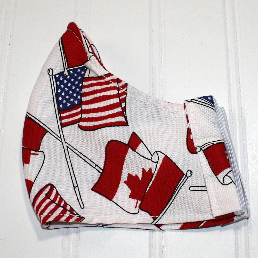 HANDMADE Canadian American Flag Face Mask Shield - Picture 2 of 7